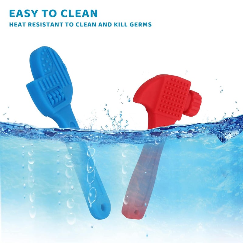 F-U Store 2 Pack Soft Silicone Teething Toys for Toddlers Hammer Spanner Tools Shape Baby Teethers Relief Soothe Babies Gums Set - Image 4